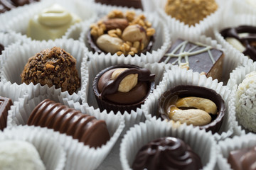 Assorted belgian chocolate praline.