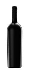 Black Frosted Glass Wine Bottle Isolated on White Background (3D Illustration)