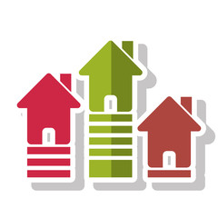 House and striped home icon. Real estate construction property and investment theme. Isolated design. Vector illustration