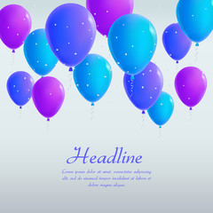 Realistic colorful balloons and confetti with space for messages. For Party and Celebrations. Isolated from the background. File contains clipping mask and gradient mesh.