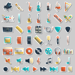 Musical instrument set, flat syle, vector illustration