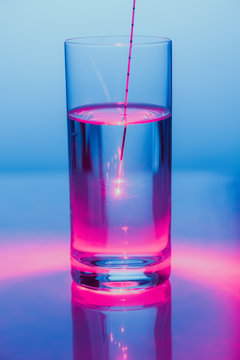 The shining source on a probe tip in  glass