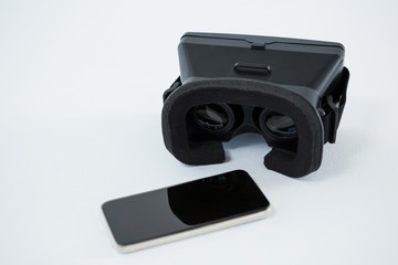 Close-up of virtual reality headset with mobile phone