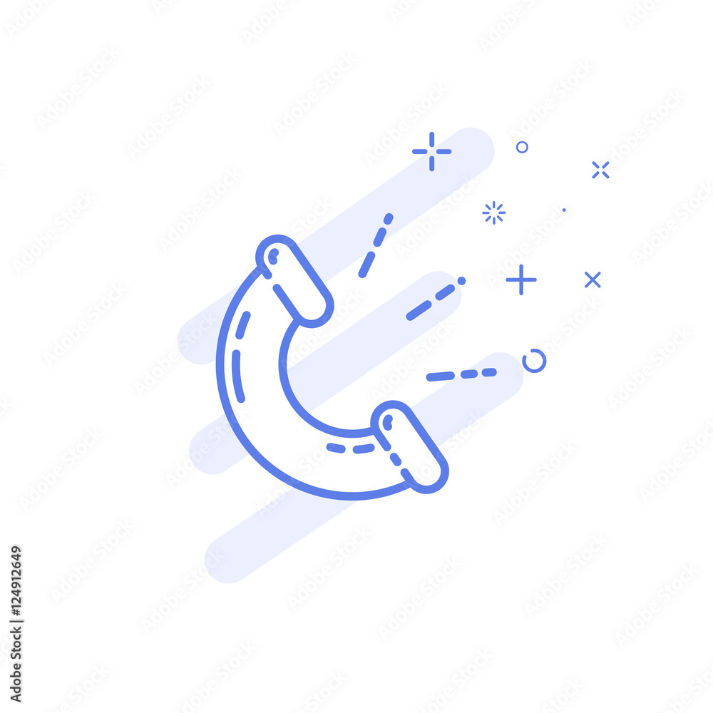 Poster vector illustration of icon shopping concept online call in line style. linear blue phone with geome