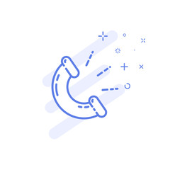Vector illustration of icon shopping concept online call in line style. Linear blue phone with geometric symbols. Design for internet, banner, web page and mobile app. Outline object e-commerce.