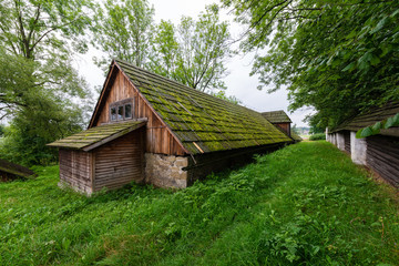Traditional shingled stone granary - the old manor cellar typical for lesser Poland