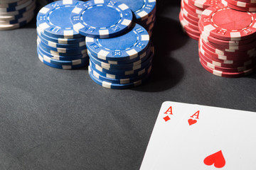 Poker chips and cards. High resolution image.