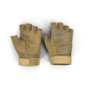 Outdoor Blackhawk short finger gloves US Soldier on white. 3D illustration