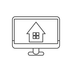House inside computer icon. Real estate construction property and investment theme. Isolated design. Vector illustration