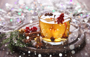 Apple Cider Drink,Juice,Cider with Spices ,Cinnamon sticks and fresh Apples.Hot drink for Autumn...