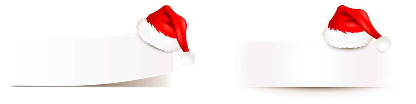 Zettel wei&szlig; mit Weihnachtsm&uuml;tze - Set, randlos