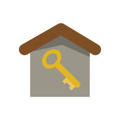 Key inside house icon. Real estate construction property and investment theme. Isolated design. Vector illustration