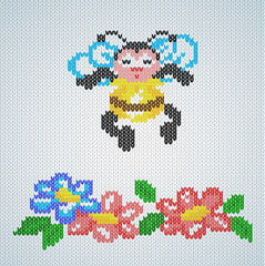 Little honeybee knitted pattern card