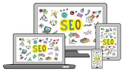Seo concept on different devices