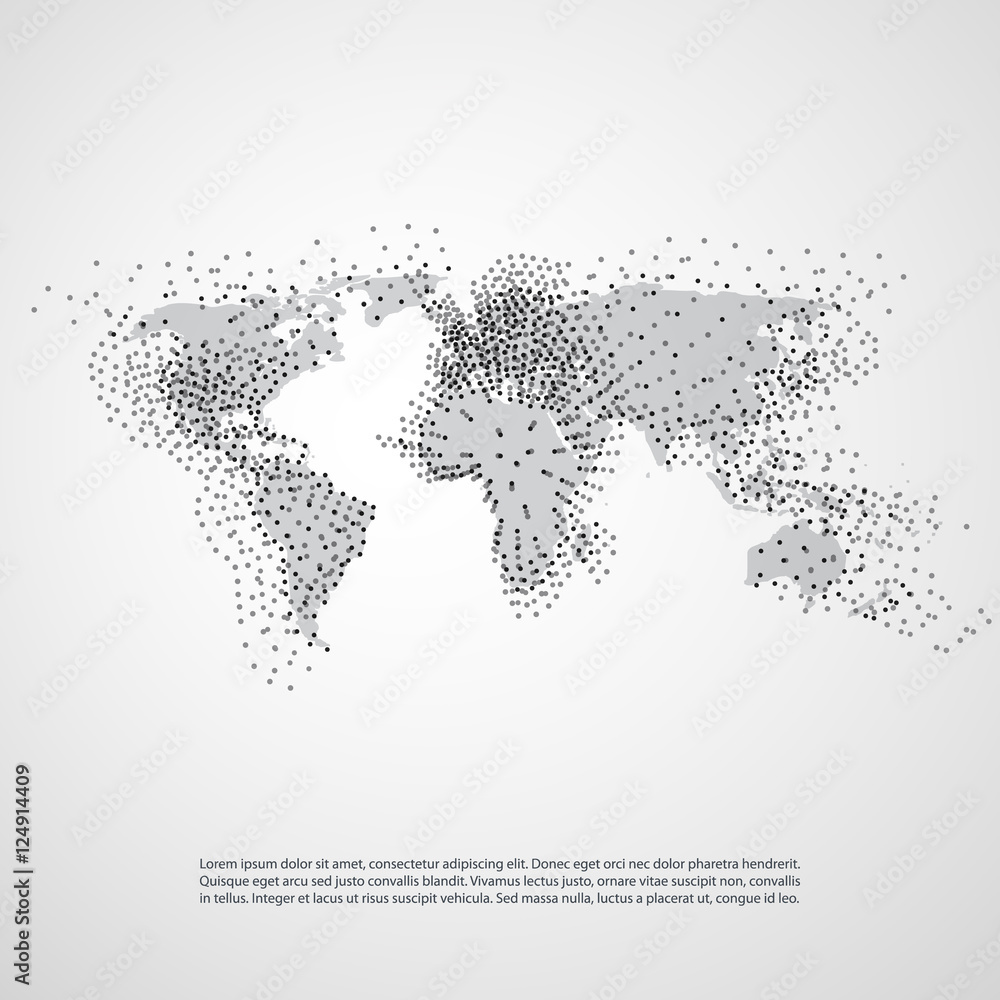 Poster cloud computing and networks with world map - abstract global digital network connections, technolog