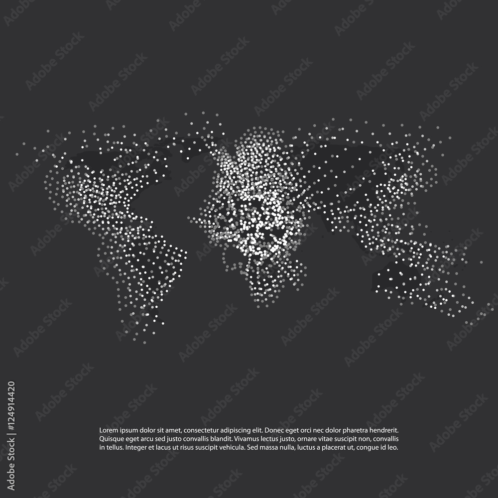 Poster cloud computing and networks with world map - abstract global digital network connections, technolog