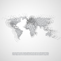 Fototapeta premium Cloud Computing and Networks with World Map - Abstract Global Digital Network Connections, Technology Concept Background, Creative Design Element Template