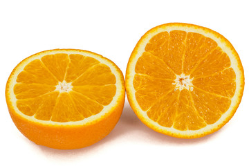 Half of ripe orange, isolated on white background