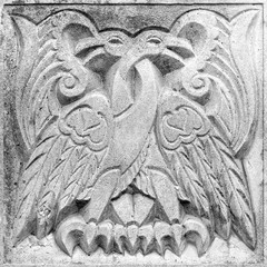 two fairy fire birds, bas-relief