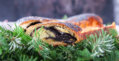 Christmas Baking,Yeast,Baking with Poppy seeds.selective focus.