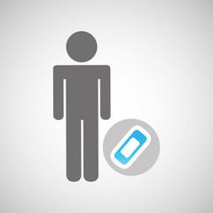 silhouette man with first aid medical bandage graphic vector illustration eps 10