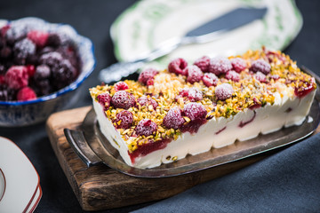 Italian semifreddo with frozen berries