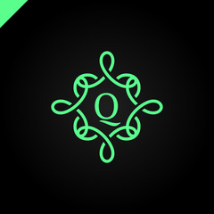 Simple and graceful floral monogram design template, Elegant lineart logo design, vector illustration letter B in middle