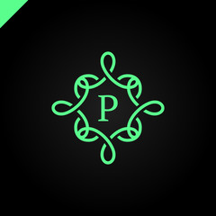 Simple and graceful floral monogram design template, Elegant lineart logo design, vector illustration letter B in middle