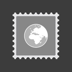 Isolated mail stamp icon with   an Asia, Africa and Europe regio