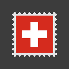 Obraz premium Isolated mail stamp icon with the Swiss flag