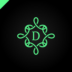 Simple and graceful floral monogram design template, Elegant lineart logo design, vector illustration letter B in middle