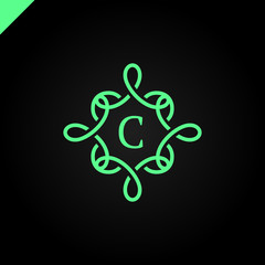 Simple and graceful floral monogram design template, Elegant lineart logo design, vector illustration letter B in middle