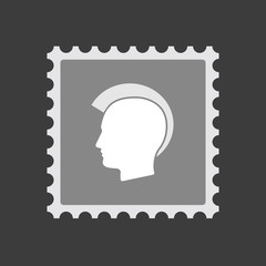 Isolated mail stamp icon with  a male punk head silhouette