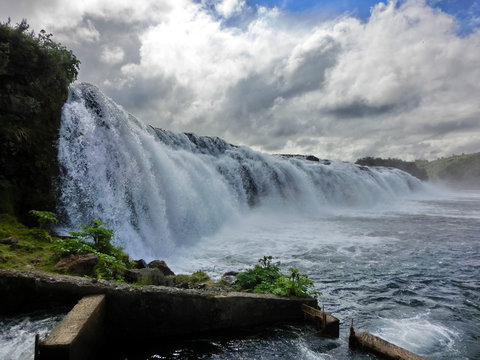 Fototapeta Beautiful long waterfall in Iceland