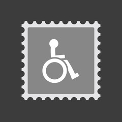 Isolated mail stamp icon with  a human figure in a wheelchair ic