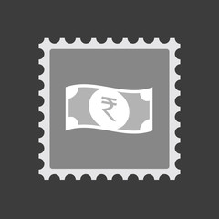Isolated mail stamp icon with  a rupee bank note icon