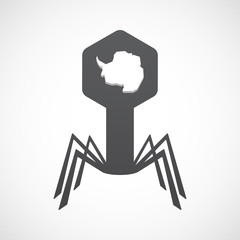 Fototapeta premium Isolated virus icon with the map of Antarctica