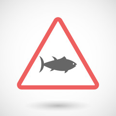 Isolated warning sign icon with  a tuna fish