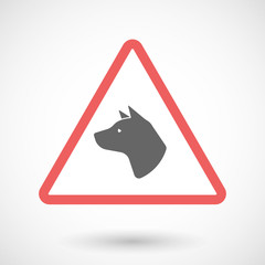 Isolated warning sign icon with  a dog head