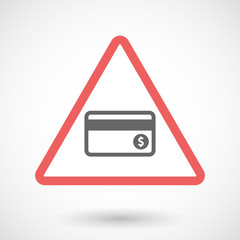 Isolated warning sign icon with  a credit card