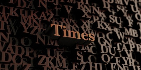 Times - Wooden 3D rendered letters/message.  Can be used for an online banner ad or a print postcard.