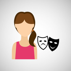 woman character theatrical mask design vector illustration eps 10