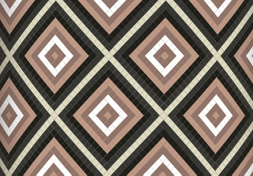 Brown and Beige Geometric Tribal Diamond Pattern