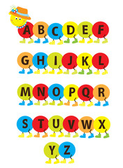 abc learning cartoon smiling lady caterpillar / educational vectors letters a-z set for children