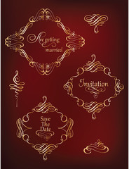 Collection of golden vintage frames and flourishes.