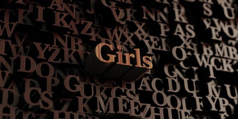 Girls - Wooden 3D rendered letters/message.  Can be used for an online banner ad or a print postcard.