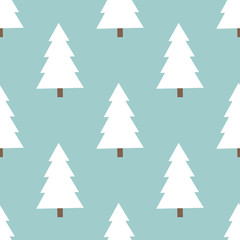 Obraz premium White Christmas trees pattern