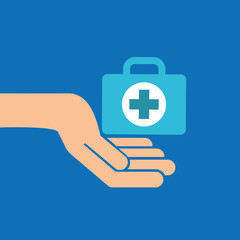 hands with kit first aid emergency icon vector illustration eps 10