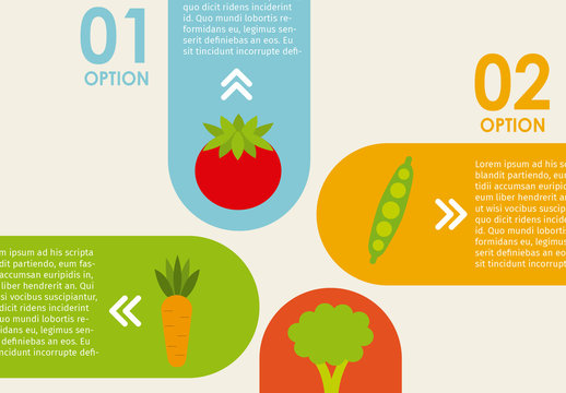 Blue Orange Green And Red Vegetable Options Infographic Template