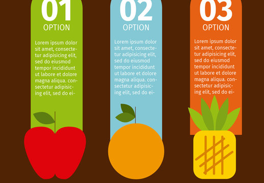 Vertical Tab Nutrition Infographic with Produce Icons